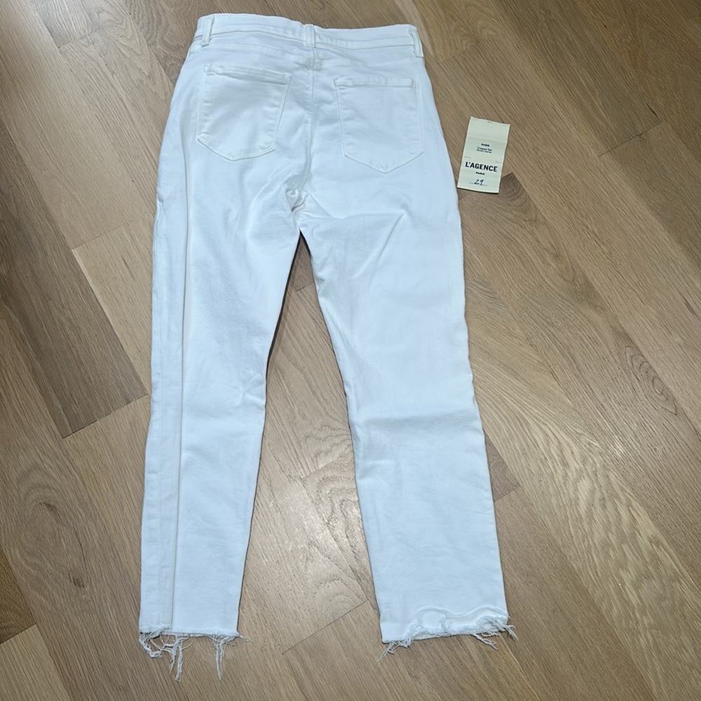 L'AGENCE Sada High Rise Cropped Straight Jeans in Blanc Women's Size 29 - Picture 8 of 9